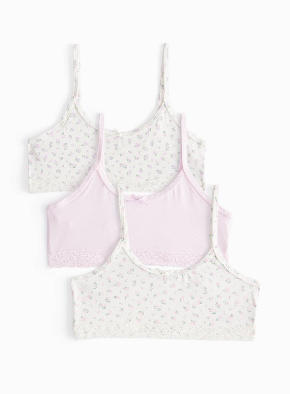 Multi-Coloured Plain & Patterned Floral Crop Tops 3-Pack 9-10 years - Image 1